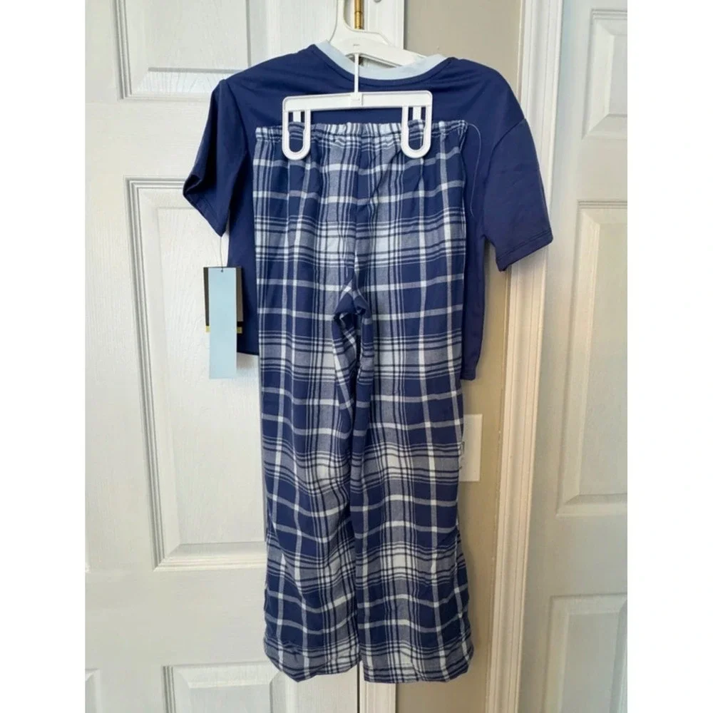 Art Class Girls Pajama Set Purplish Plaid Pants/Short Sleeve Top M(8) NWT
